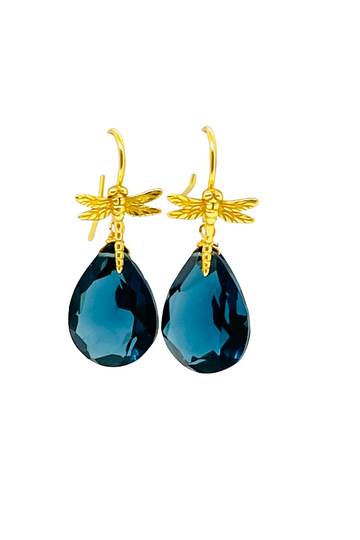 Sissy Yates Designs, Dragonfly Gemstone Earring - London Blue
