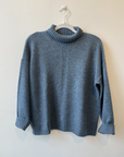 Cashmere T-Neck Sweater- Stone Blue