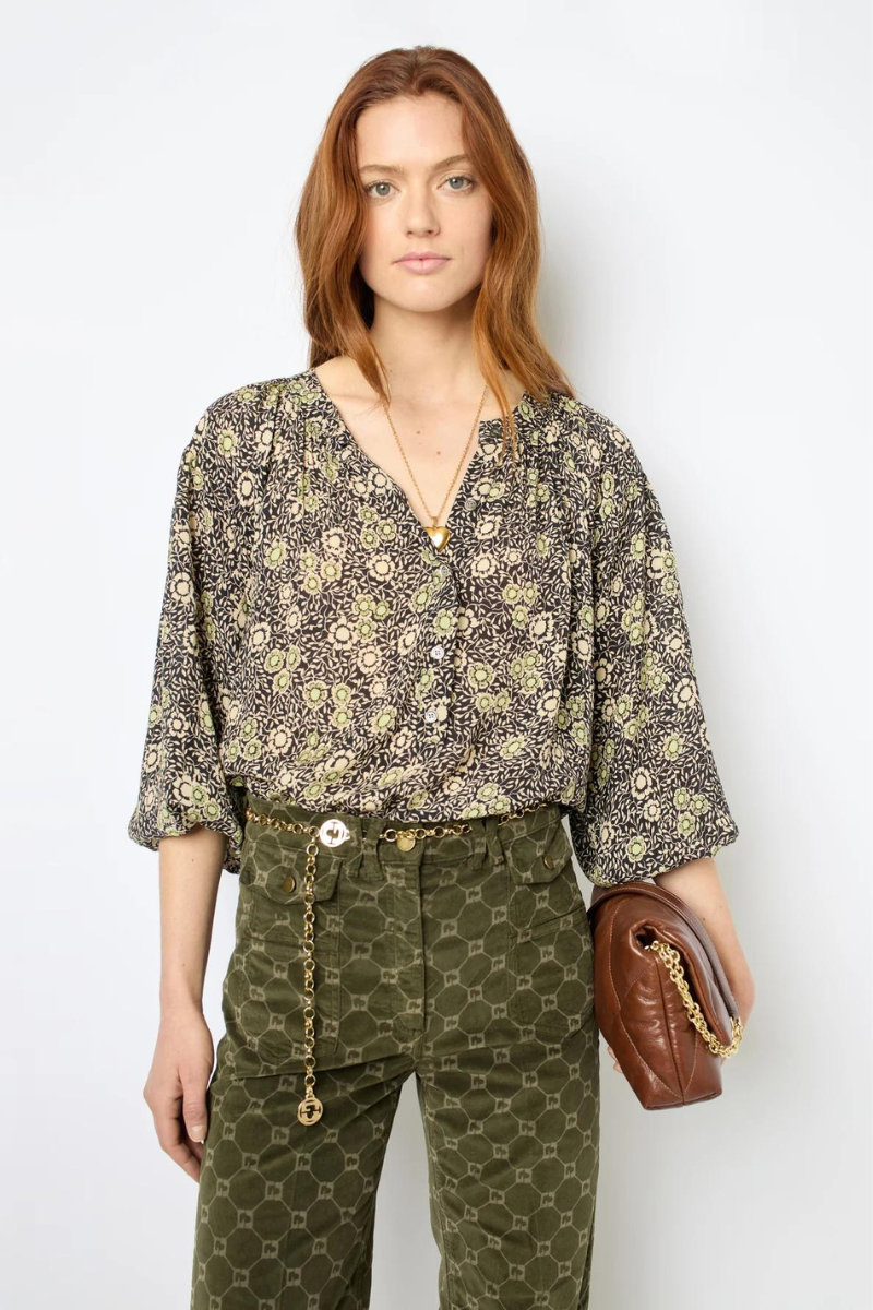 Gerard Darel - Adena Floral Blouse with Round Neck