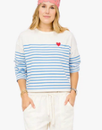 Kerri Rosenthal, Long Sleeve Stripe Tee- Cloud-Blue