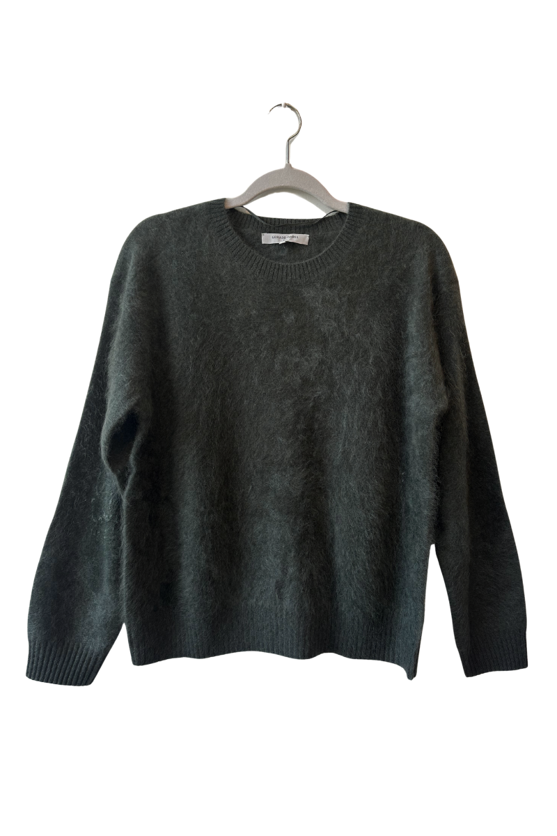 Gerard Darel, Elina Cashmere Fuzzy Sweater- Vert Kaki