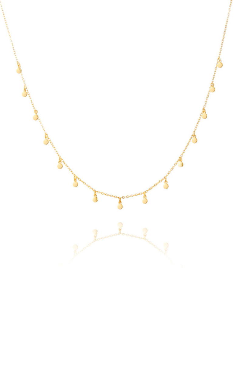 The Makery, Gold Choker Necklace with 15 Dancing Discs