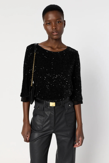Gerard Darel, Alienor Sequin evening top - Noir
