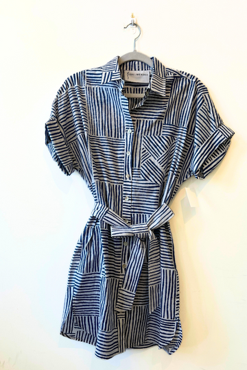 Finley, Reese Dress-Navy Block Stripe
