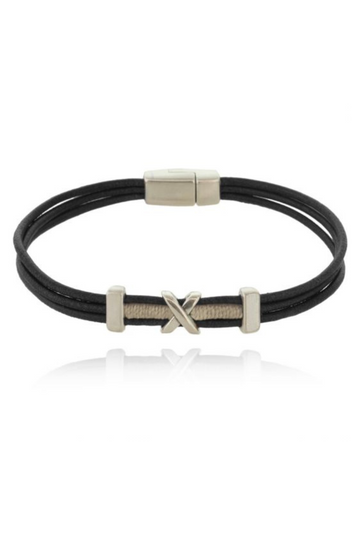 AB, Men's Leather Braelet with Magnetic Clasp