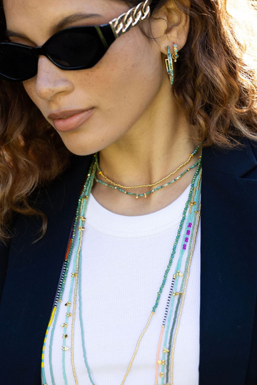 Turquoise Beads Necklace w/Gold Brass Findings