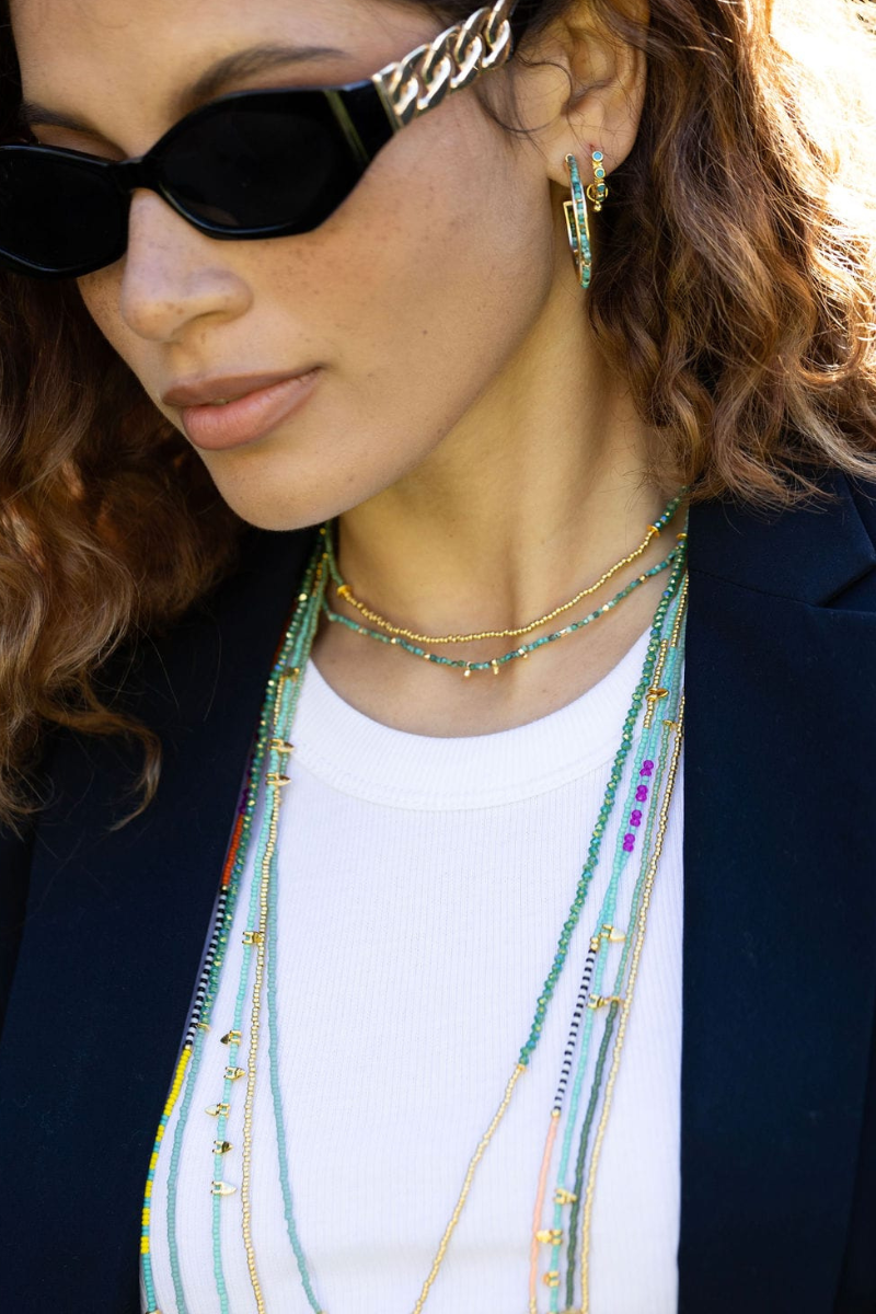 Turquoise Beads Necklace w/Gold Brass Findings