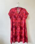 Raga Designs, Cotton Silk Woven Dress- Pink/Red