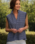 Frank & Eileen, Olivia Popover Collar Tank-Yacht Stripe