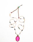 Sharing, Short Tibetan Necklace-  Pink Indian Glass