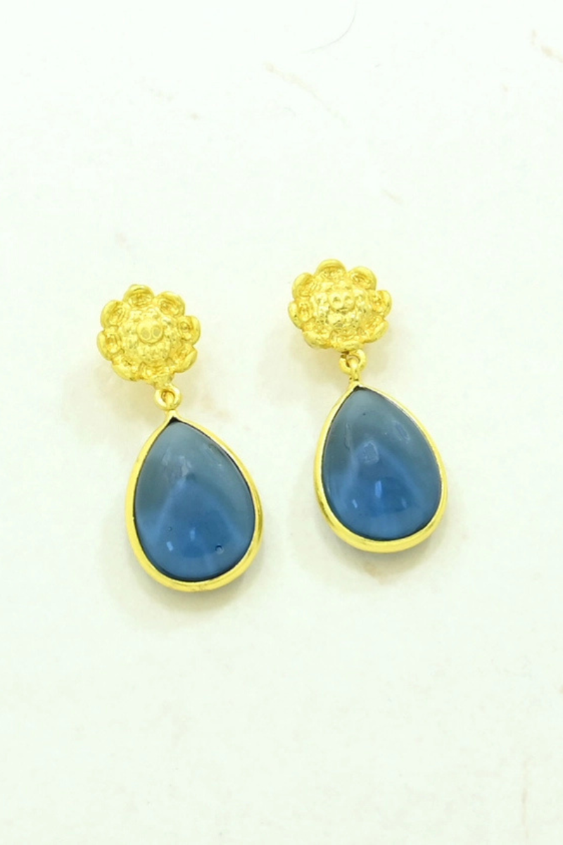 Schmuckoo, Sunflower Earring - Blue Iolite