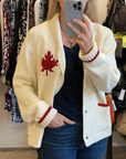 Varsity Cardigan-Red Maple Leaf