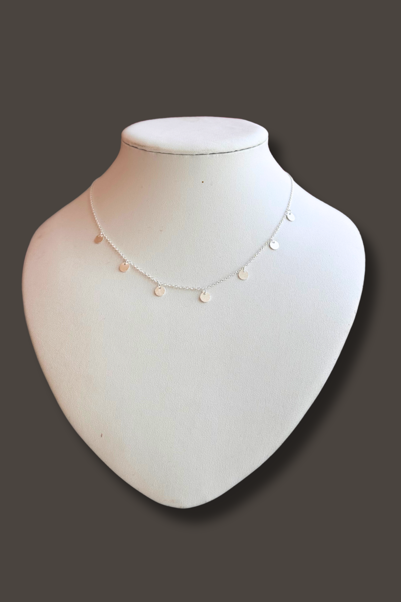 Sterling Silver 7 Disc Necklace-16"
