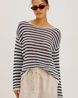 Rails, Evangeline Sweater-Stone/Navy Stripe