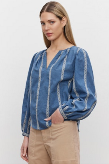 Velvet, Raylee Heather Jacquard Stripe Top