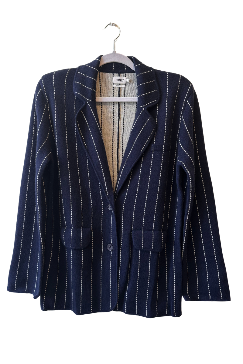 Not Shy, Owen Pinstripe Blazer - Marine