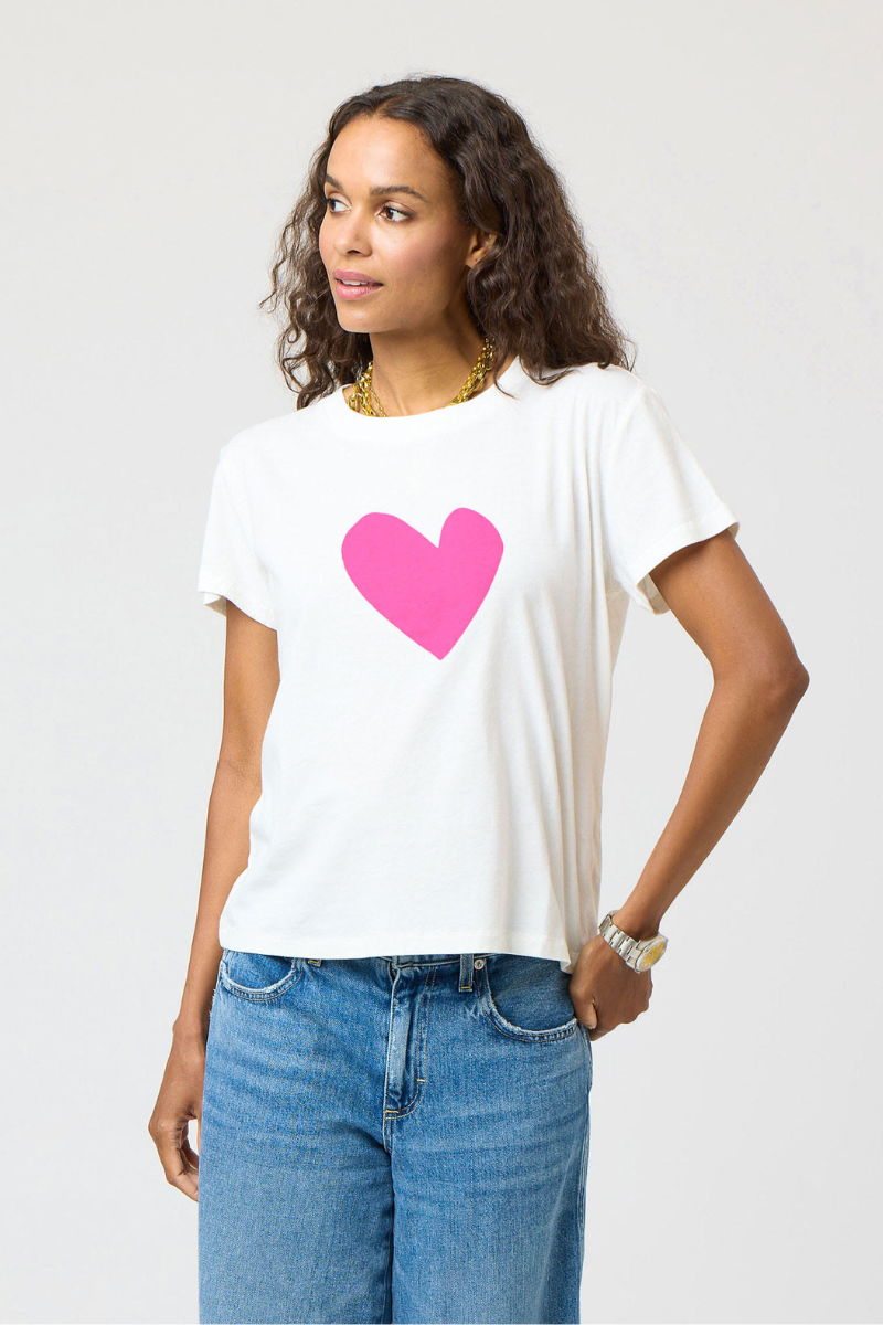 Kerri Rosenthal, Suke Imperfect Heart Tee-Neon Pink