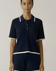 Velvet, Jenifer Mesh Cotton Shorts-Navy