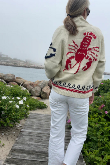 Varsity Sweater - New Ivory Red Lobster with Trim
