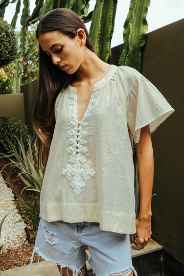 Rose and Rose, Upminster Top - Gold Lurex