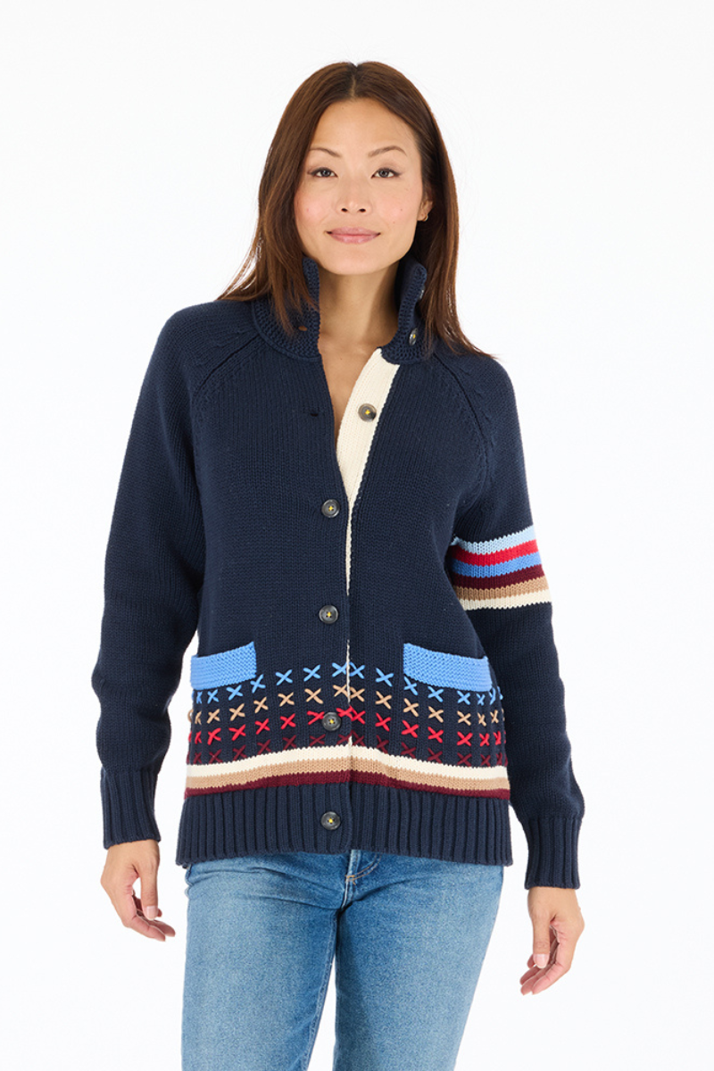 Kerri Rosenthal, Joy Imperfect Heart Cardigan- Indigo Blue