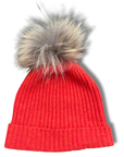 Cashmere Ribbed Hat with Pom Pom