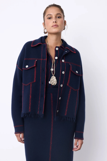 Not Shy, Levo Cashmere Jacket- Marine / Adrenaline