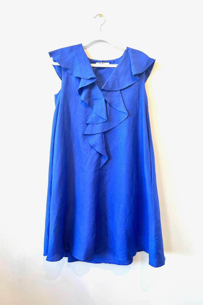 MeiMeiJ, Short Ruffle Dress- Lapis Blue