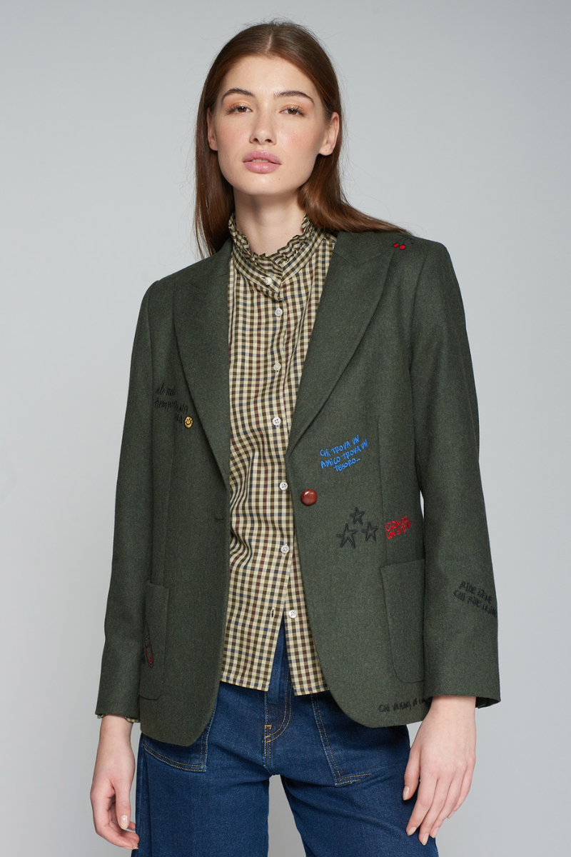 Vilagallo, Hillary Embroidered Jacket-Loden