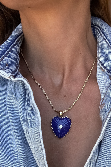 Thatch, Malene Lapis Heart Rope Necklace