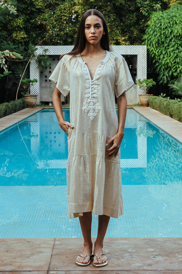 Rose and Rose, Uxbridge Dress - Gold Lurex