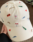 Cute Floral Heart Tomato Embroidered Baseball Cap