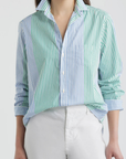 Frank & Eileen, Eileen Relaxed Button Up Shirt- Bright Multi Stripe