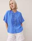 0039 Italy, Daisy Linen Blouse- Cobalt Blue