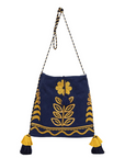 M.A.B.E., Reni Embroidered Bag-Navy/Mustard