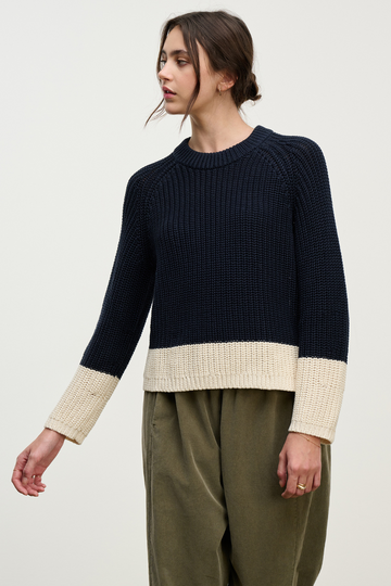 Velvet, Shay Chunky Pima Cotton Sweater - Navy