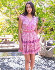 Bell, Olivia Mini Dress- Pink Print