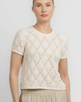 White & Warren, Cotton Pointelle Top-Ivory