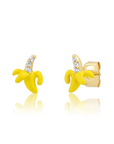 TAI, Enamel & CZ Banana Studs- Gold