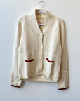 Varsity Cardigan-Lobster-Ivory/Red