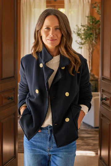 Frank & Eileen, Cropped Sweatshirt Peacoat-British Royal Navy