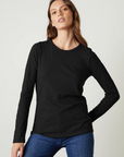 Velvet, Liz L/S City Slub Crew- Black