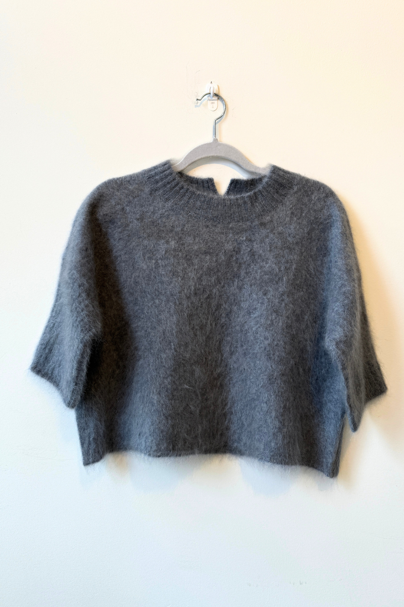 Brushed Cashmere Tee-Feather Grey