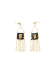 Sidai, XS Pendant Earrings with Chain Tassel - Black