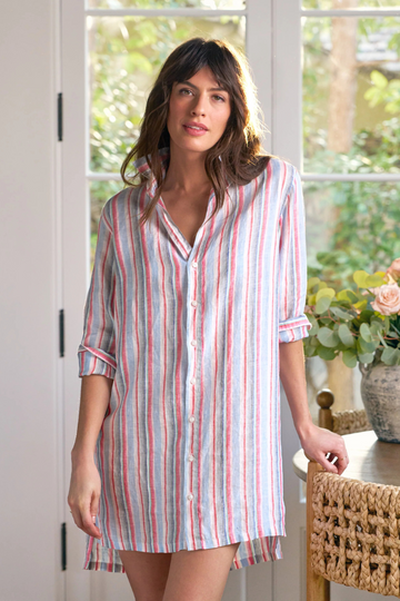 Frank & Eileen, Hunter Step-Hem Dress - Multi Pink and Green Stripe