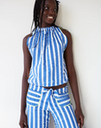 Dr. Bloom, Aloha Stripes Top - Blue