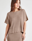 Splendid, Georgie Short Sleeve Rib Sweater - Tawny Heather