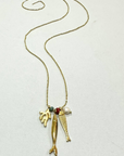 The Makery, Gold Sardine, Coral and Pearl Adjustable Necklace