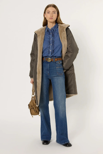 Gerard Darel, Mayline Reversible Faux Fur Parka - Vert Kaki