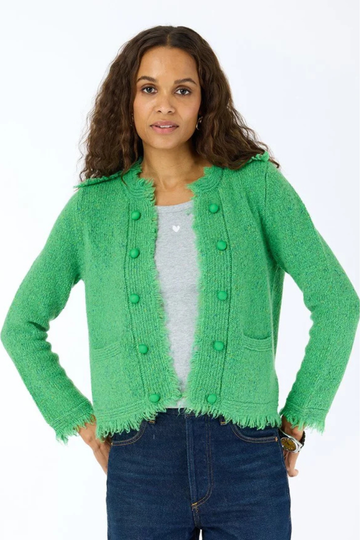 Kerri Roesenthal, Fringe Beau-lero Cardigan - Grass Green
